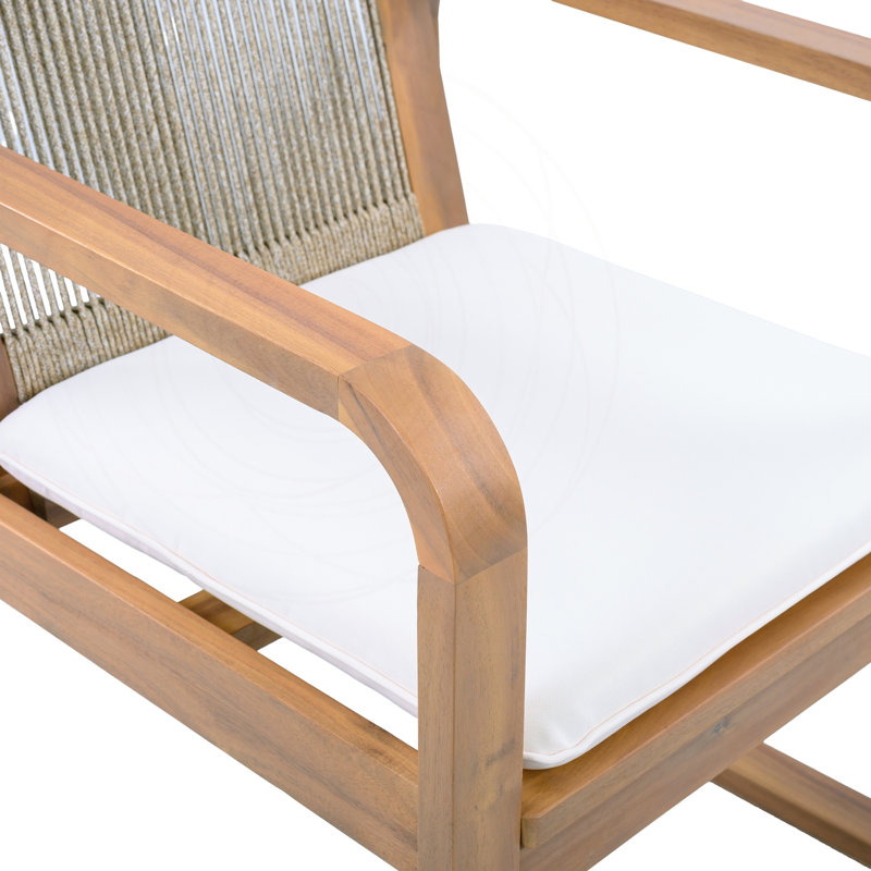 Ensemble de 2 chaises de salle à manger en bois d'acacia avec dossier en corde multi-brun