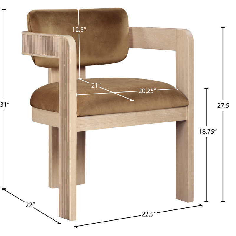 Chaise rembourrée Sacha Frink, Naturel, Velours selle