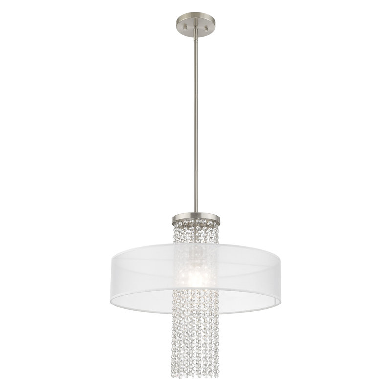 Luminaire suspendu cylindrique à 1 lumière Haney, Translucide