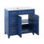 Meuble-lavabo de 36 po avec lavabo en céramique, armoire de rangement pour salle de bain avec tiroirs à double couche et portes à fermeture douce, tablette réglable-115698783