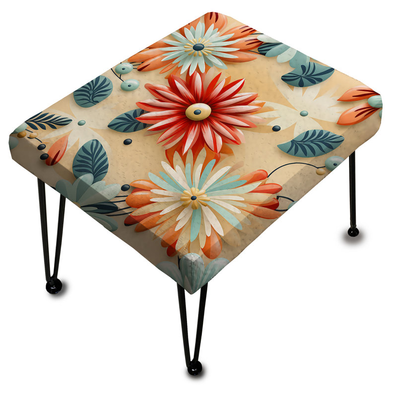 Collage rétro pastel à fleurs pastel - Repose-pieds rectangulaire éclectique