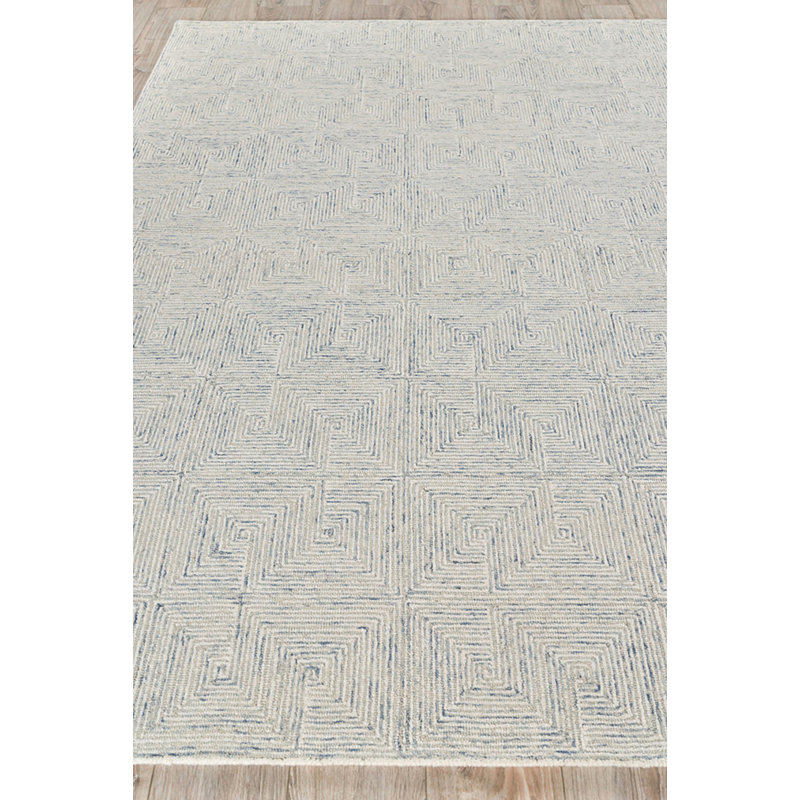 Caprice Geometric Handmade Tufted Area Rug, Rectangle 8' x 10', Light Blue/Ivory