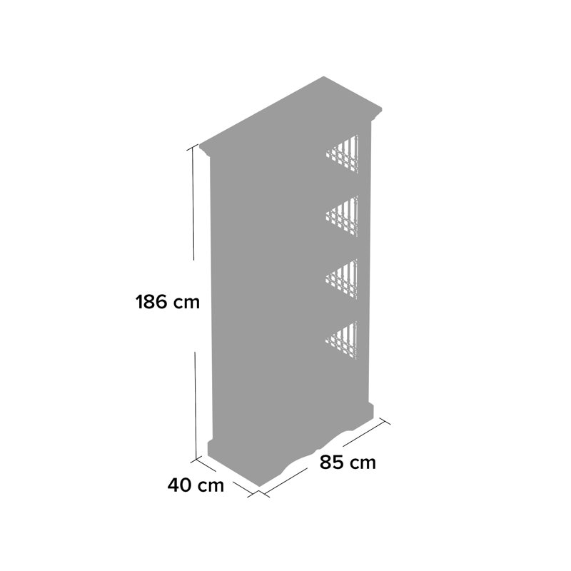 Indian 178cm H x 85cm W Solid Wood Standard Bookcase