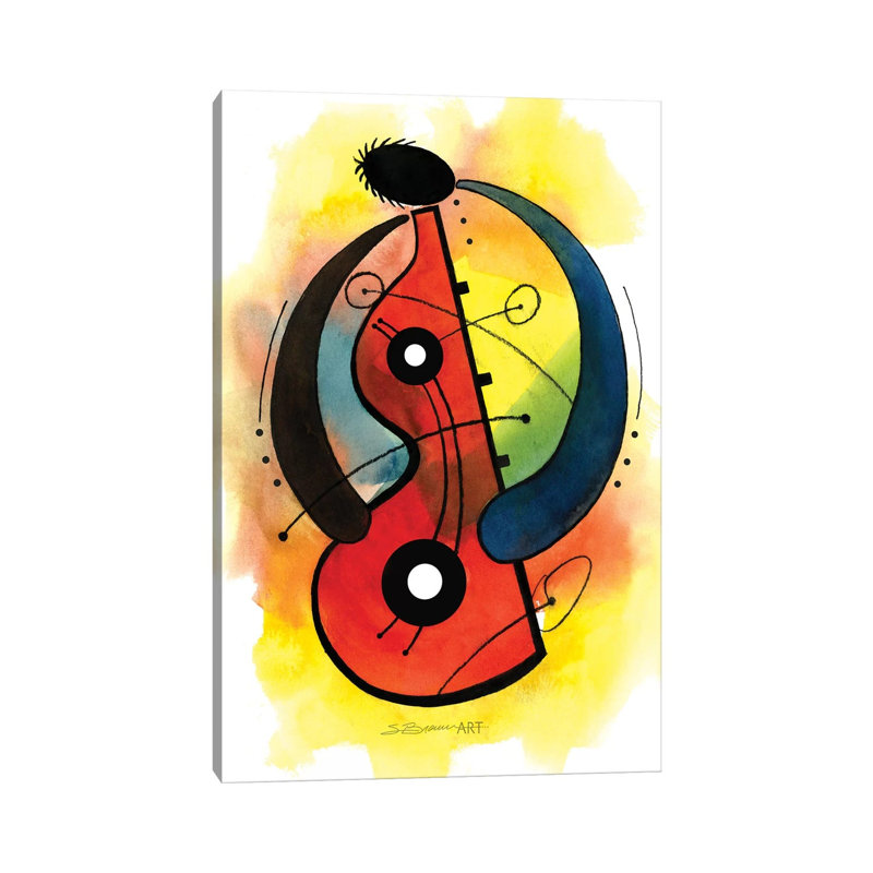 Red Guitar by Stacey Brown - Gallery-Wrapped Canvas Giclée on Canvas, Canvas, 20.32 cm H x 30.48 cm W