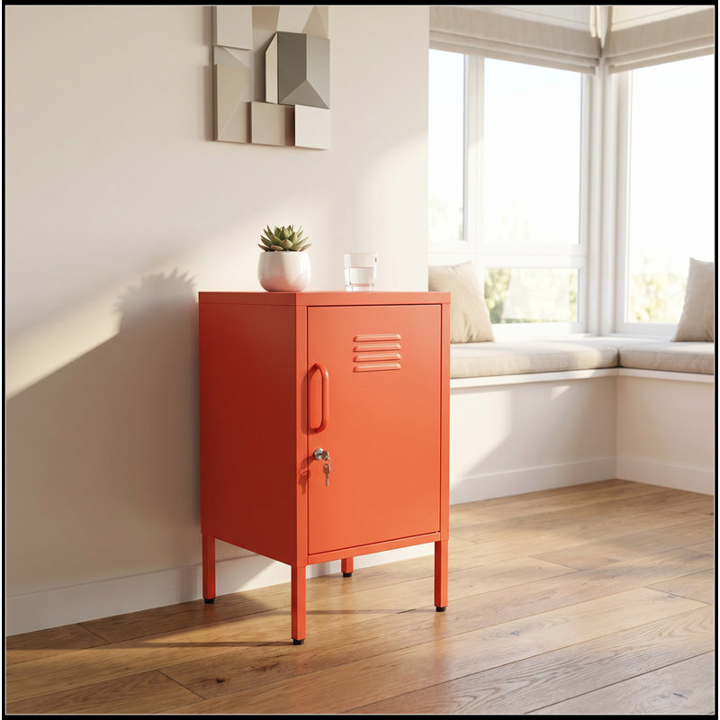 Une armoire de rangement multifonctionnelle en métal d'une hauteur de 27,17 pouces, Orange