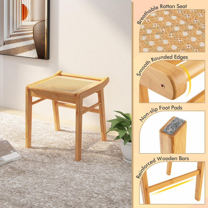 Bamboo / Rattan Accent Stool