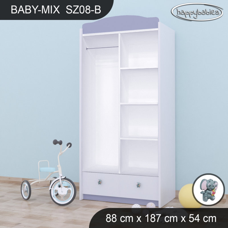 Baby 2 Door Wardrobe, Grey