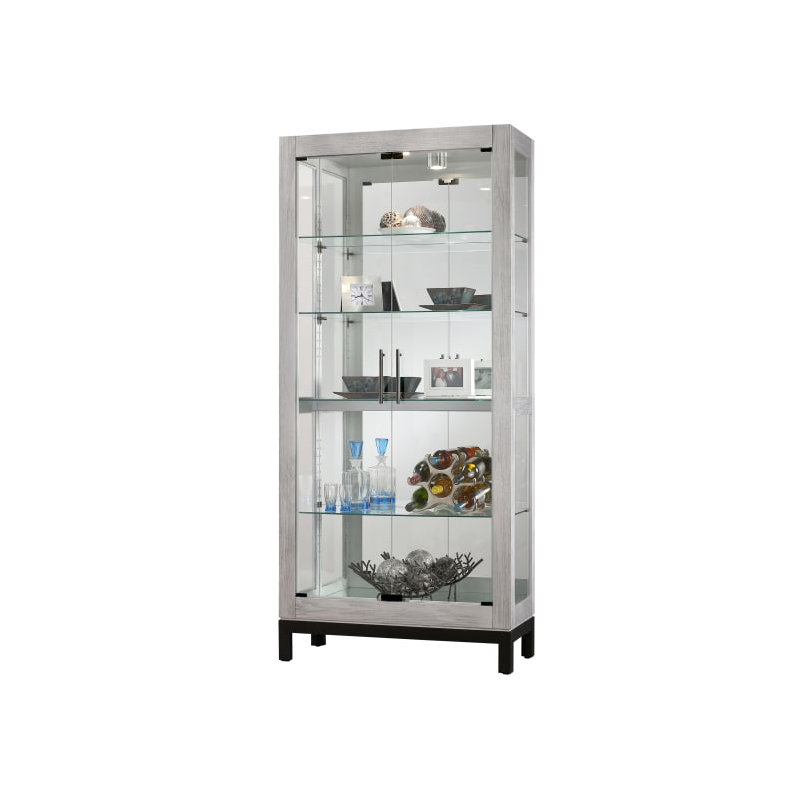 Quinn Lighted Curio Cabinet, Silver Finish