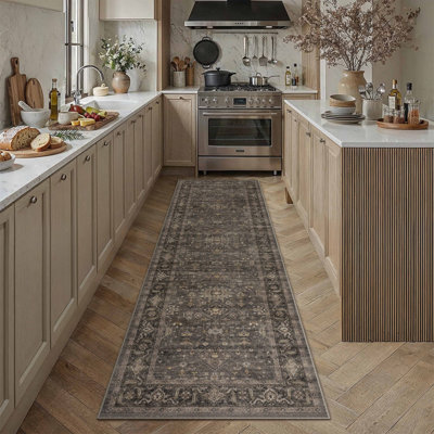 Vintage Oriental Machine Washable Area Rugs With Non-Slip Backing