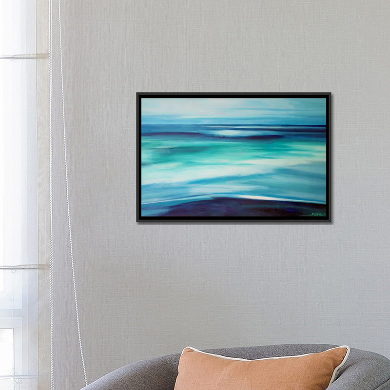 «Ocean», reproduction sur toile, H 18 po x l 26 po x P 1,5 po, Toile avec cadre noir, Pas de tapis