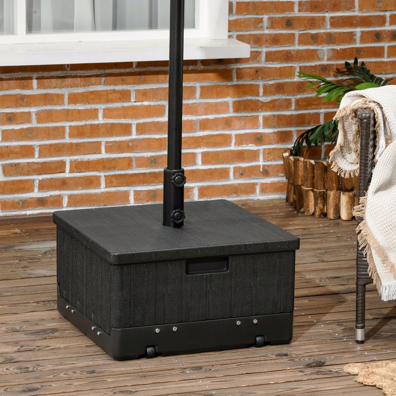 Table basse pour l'extérieur Outsunny 3-en-1 Base de table basse Table de bout pour jardinière Boîte à fleurs avec capacité de 175 lb Table de parasol avec roues et poignées Noir