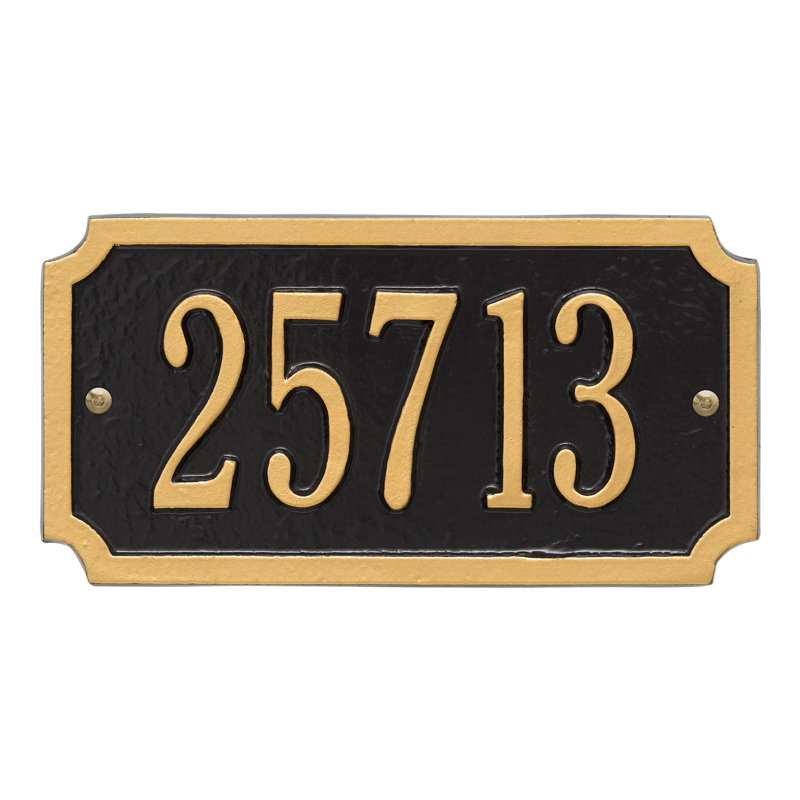 1-Line Wall Address Plaque, Black and Gold, Yes