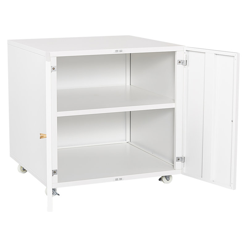 Support d'imprimante en métal avec tables de rangement mobiles pour petits espaces avec porte, Blanc