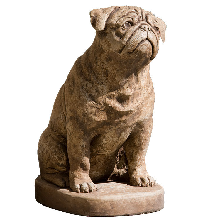 Dog Pug Garden Statue, Brownstone