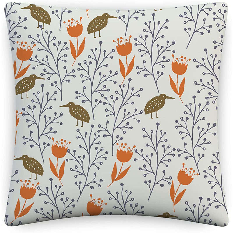 Indoor / Outdoor Floral White Square Throw Pillow Cover, 40.6cm x 40.6cm
