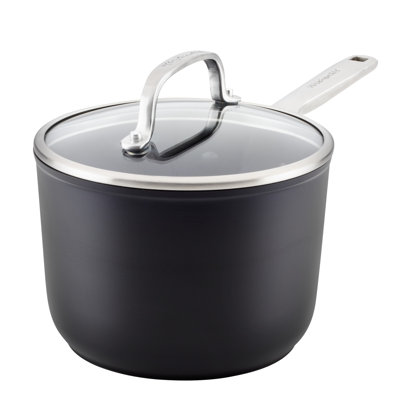 KitchenAid Hard Anodized Induction Nonstick Sauce Pan with Lid, 2 Quart, Matte Black