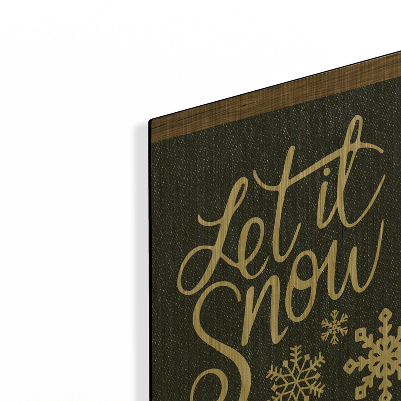 «Let It Snow» par Bluebird Barn, art mural en métal doré, 12 po x 16 po, 12"x16"