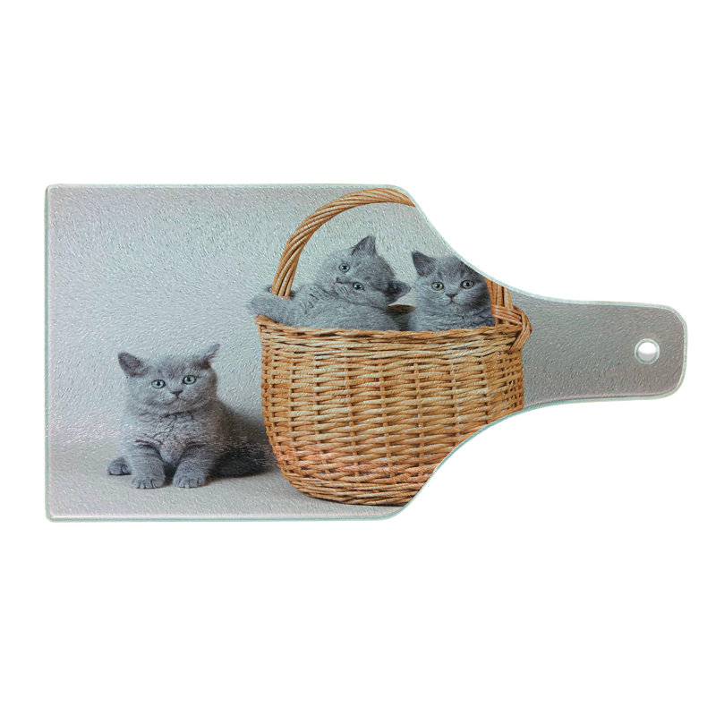 Planche à découper en verre trempé Ambresonne Kitten