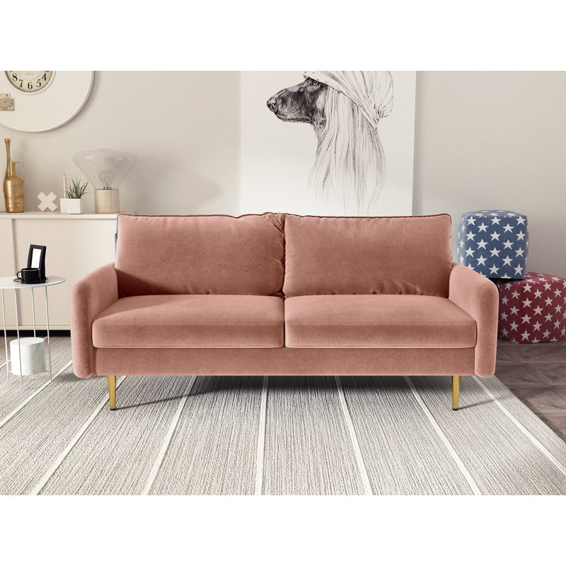 Javonta 70'' Upholstered Sofa, Rose Velvet