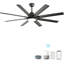 Ventilateur de plafond moderne de 66 pouces avec lumière à DEL à intensité variable, 8 pales ABS, moteur à courant continu réversible intelligent pour le bureau à domicile-52382170