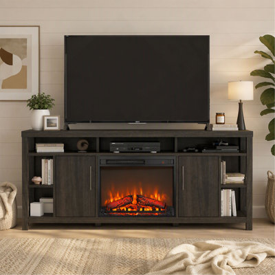 Foyer électrique encastré, chauffage ultra-mince avec bûches factices et flamme réaliste, télécommande avec minuterie et protection contre la surchauffe