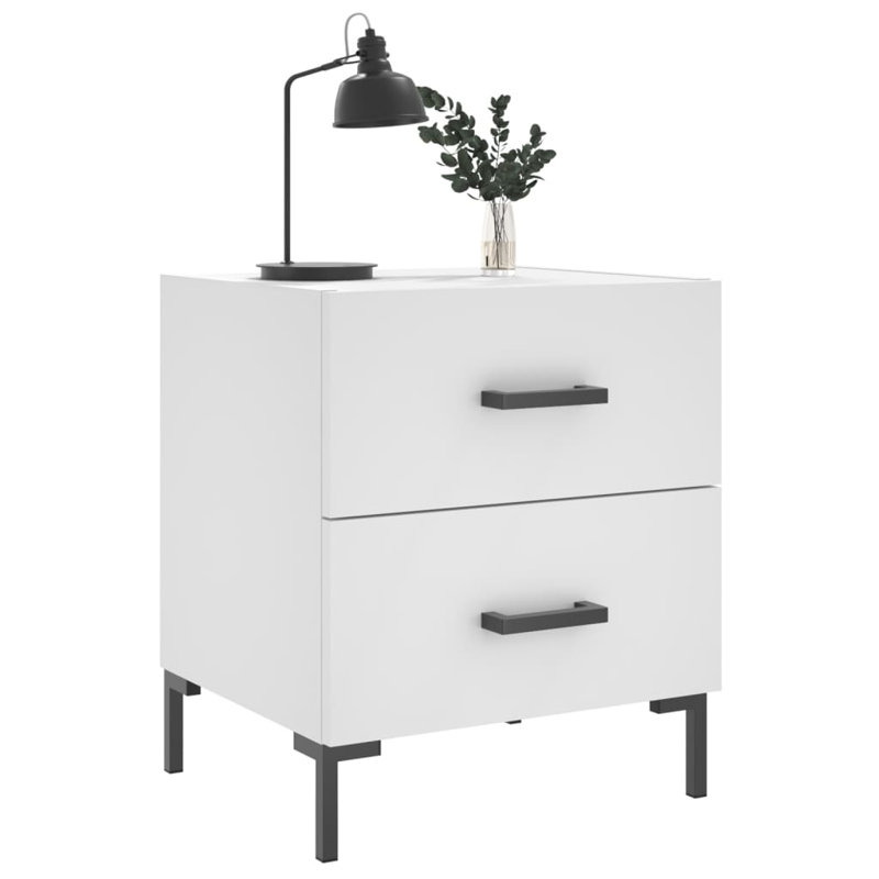 Ellayne 40cm W Iron Bedside Table, White, Individual