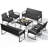 Wicker 8-person Patio Seating Group With Cushions, Loveseat, Rocking Chairs & Coffee Table