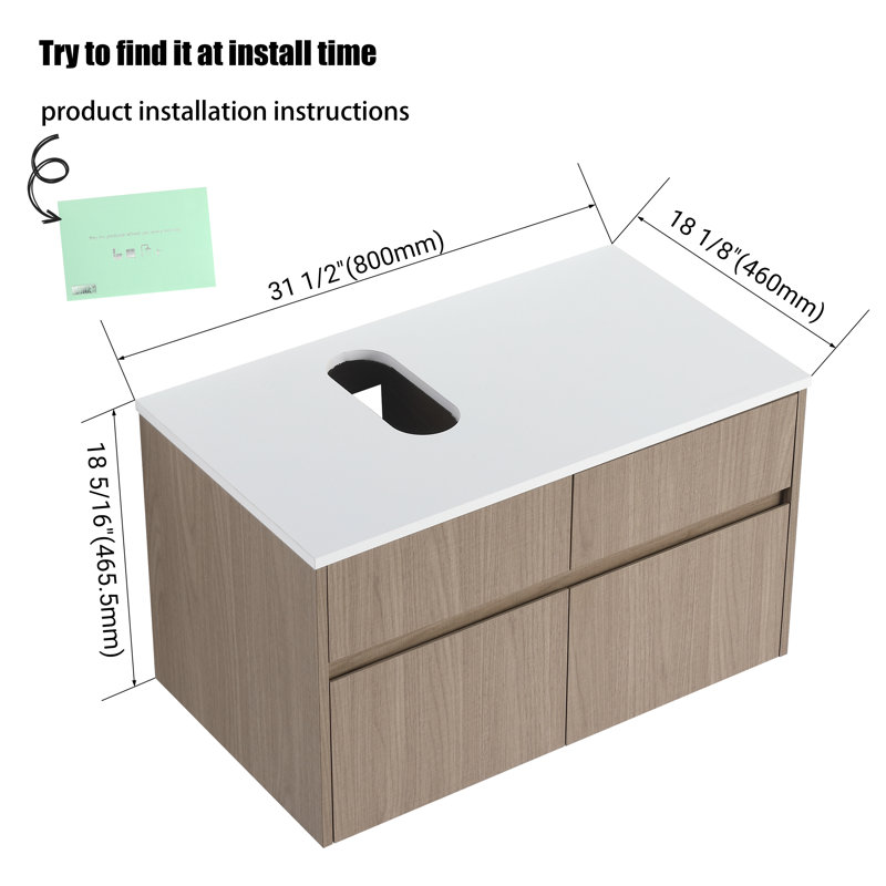 Base de meuble-lavabo simple 32 po Drathe, Noyer Bouguer