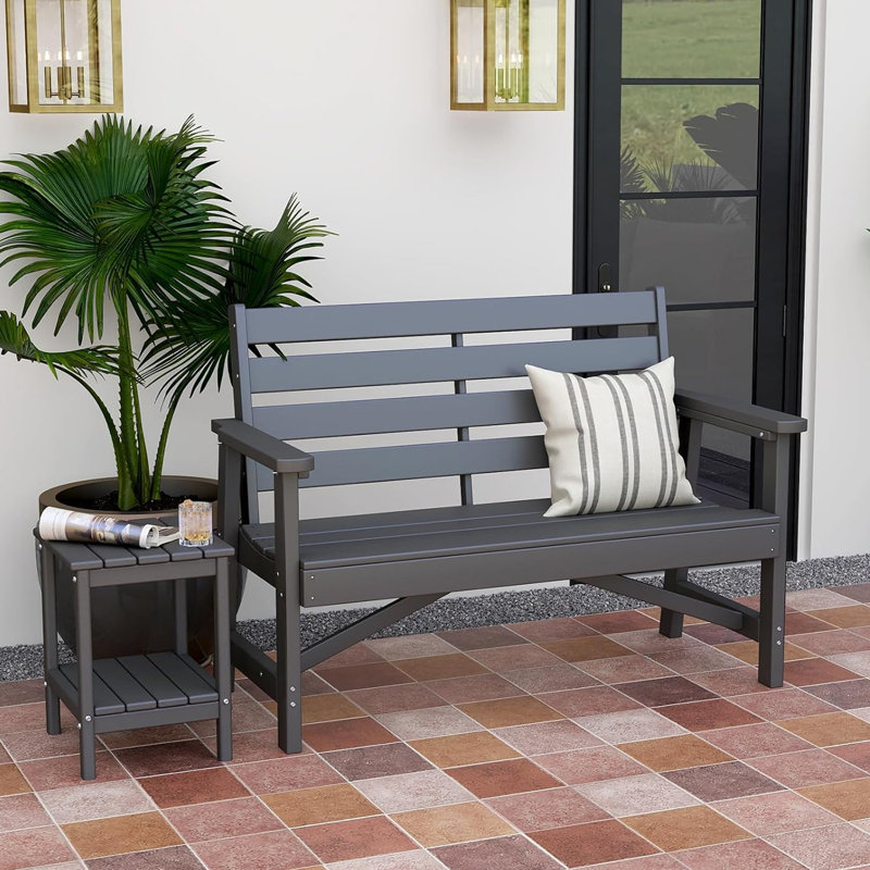 Bancs de jardin en PEHD 51,5 po toutes saisons, Gris