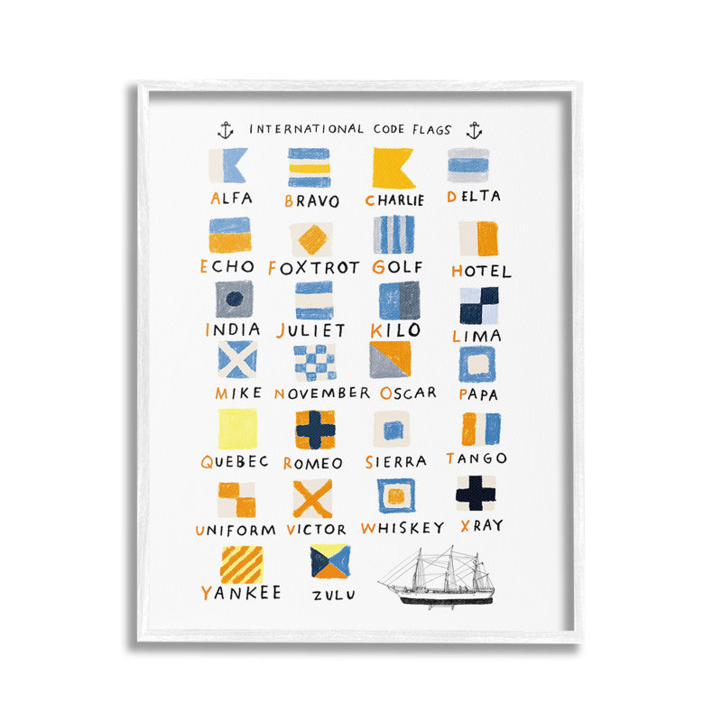 Nautical Boat Flags Framed Giclee Art by Hanna Melin, Coastal White Framed Giclee, 30" H x 24" W