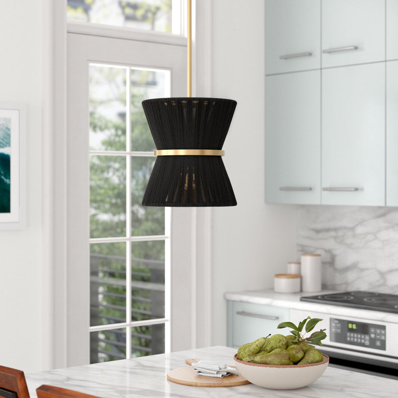 Cecilia 1 - Light Unique/Statement Pendant, Black Rope