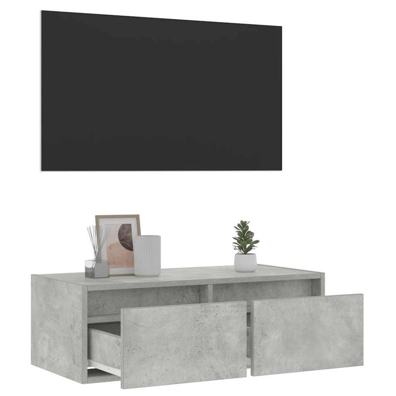 Exuma TV Stand, 25cm H x 75cm L x 35.5cm W, Concrete Grey