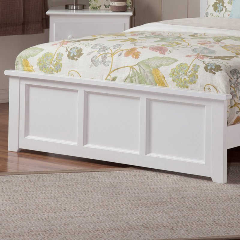 Marshallville Solid Wood Low Profile Platform Bed with Matching Footboard, White, Queen