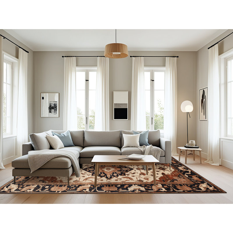 Machine Washable Persian Brown Area Rug, Rectangle 8' x 12'