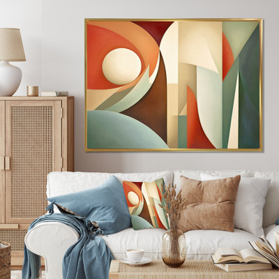 Visions symétriques orange et vertes - formes abstraites, art mural