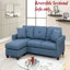 Canapé modulaire réversible en polyfibre bleu capitonné