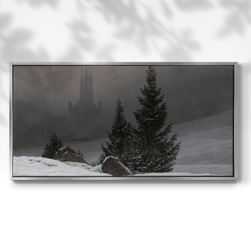 Paysage, série ML MLV-III, toile tendue avec cadre, prête à être accrochée, Argent argent, H 21 po x l 41 po