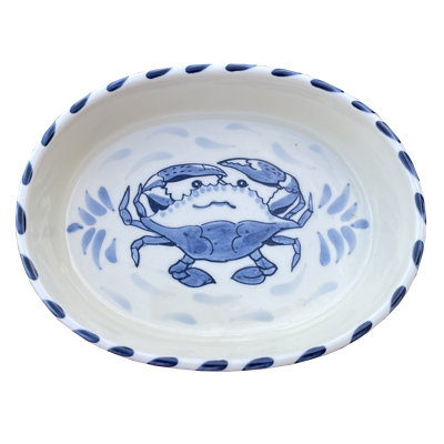 Blue Crab Bay Co. Oval Stoneware Stainless Steel 6 Piece Ramekin Crème Brulee Dish Bakeware Set