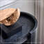 Table de vestibule courbée noire - table d'appoint de salon à petit espace avec grain de bois noir