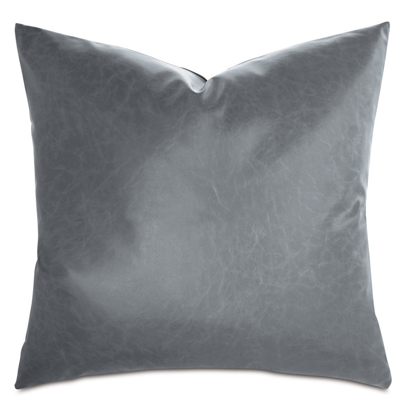 Nevin Vegan Leather Decorative Pillow Cover & Insert Square, 24"H x 24"W, Dark Gray