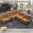 Modern Oversize 119" L-shaped Symmetry Genuine Leather Sofa With Solid Legs、 Storage End Tableand And Removable Square Armrests