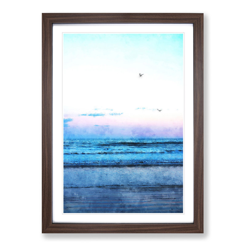 Seagulls Flying High - Framed Print, Walnut Framed, 87cm H x 62cm W x 2cm D