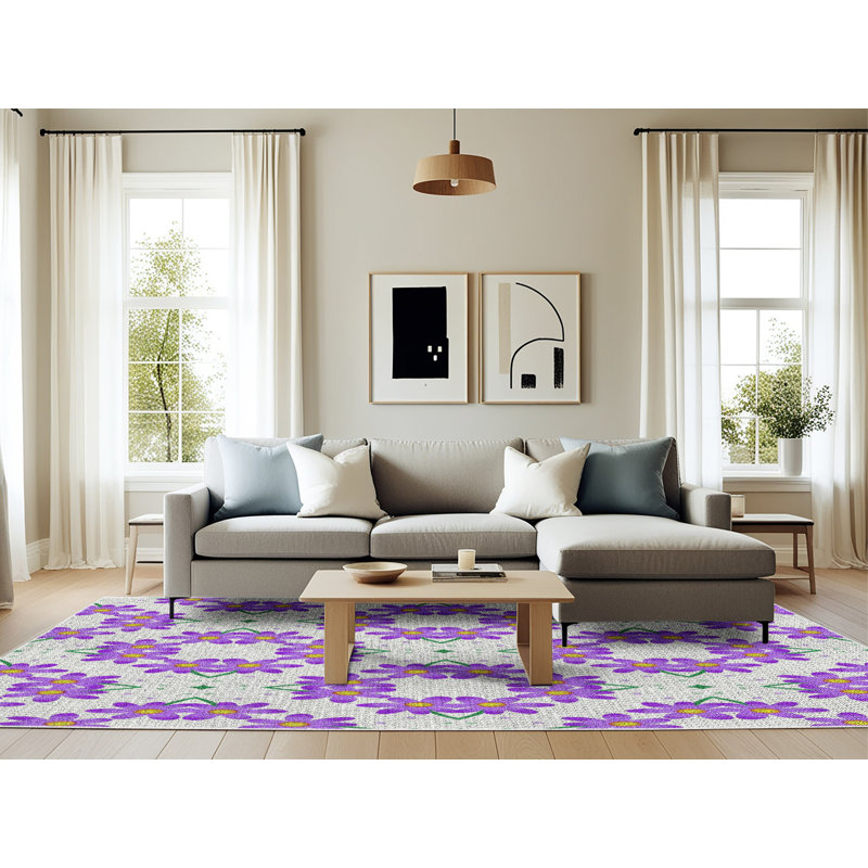 Floral Indoor Rug, Rectangle 6' x 9'