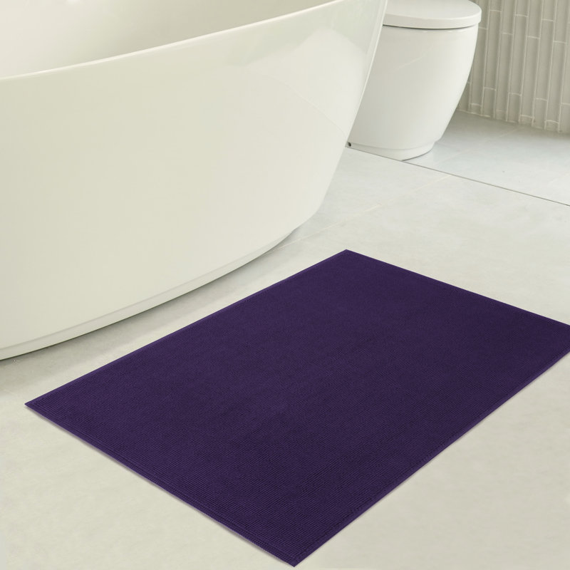 Chemung 100% Cotton Non-Slip Bath Rug, 34" L x 20" W, Purple