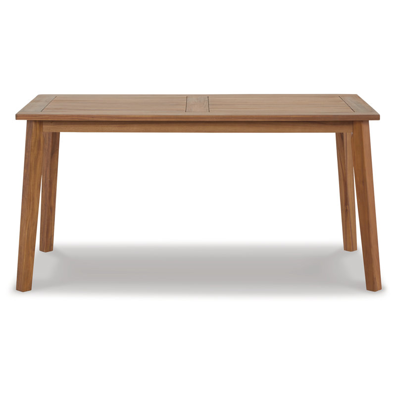 Light Brown Solid Acacia Wood Rectangular Outdoor Dining Table