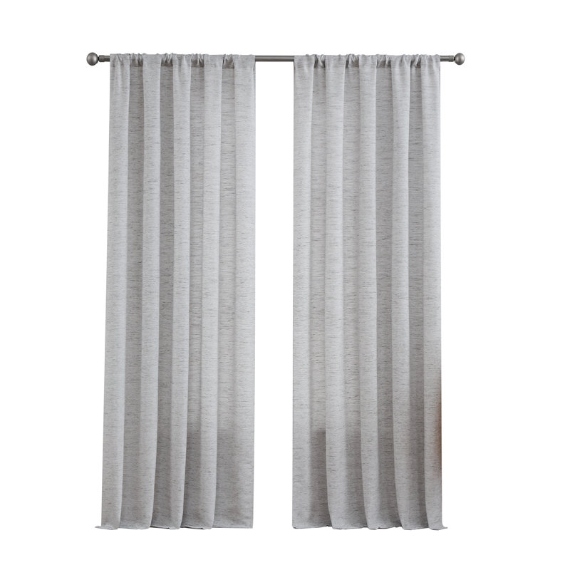 Nautica Light Filtering Rod Pocket Window Curtains Pair, 54" x 96", Light Grey