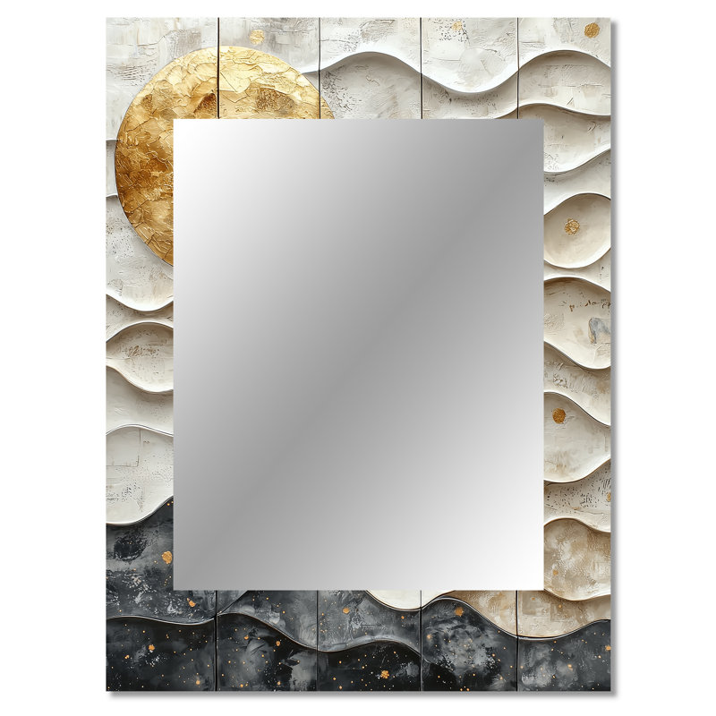 Gris inca Legacy Sunrise Tiles II - grand miroir de carreaux Boho, décor de miroir mural unique, 40 po x 30 po
