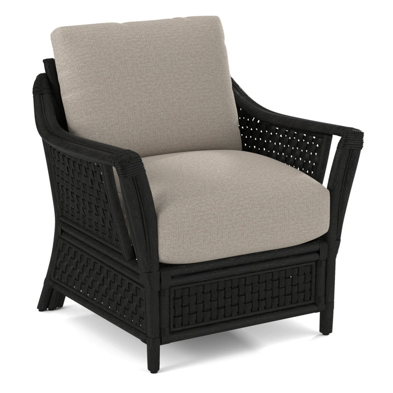 Boca Upholstered Armchair, Beige Performance Fabric; 0851-73, Antique Black