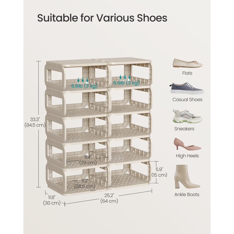 10 Pair Stackable Shoe Storage Accessory
