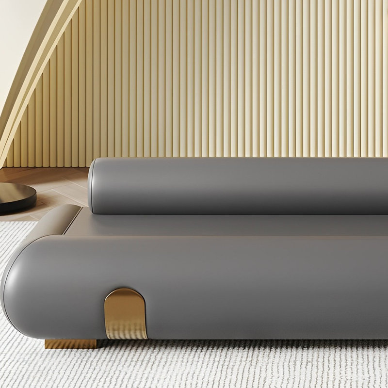 Banc tapissier en cuir crème, Gris